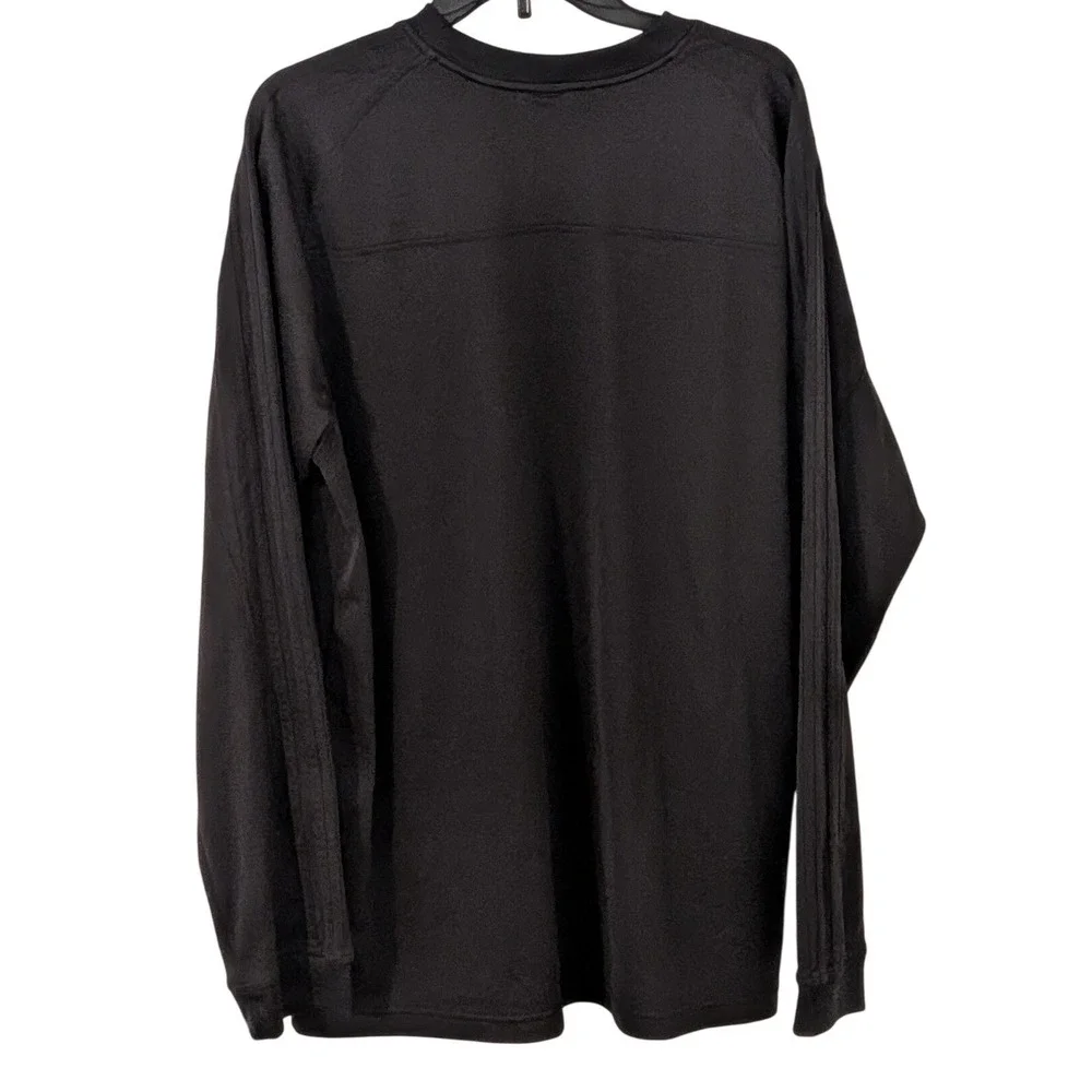 Adidas Mens Black Performance Long Sleeve Training Shirt Logo Crew Neck XL